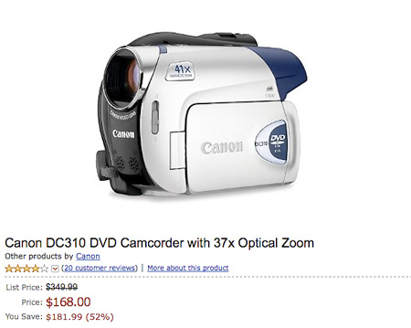 Canon DC310 DVD Camcorder